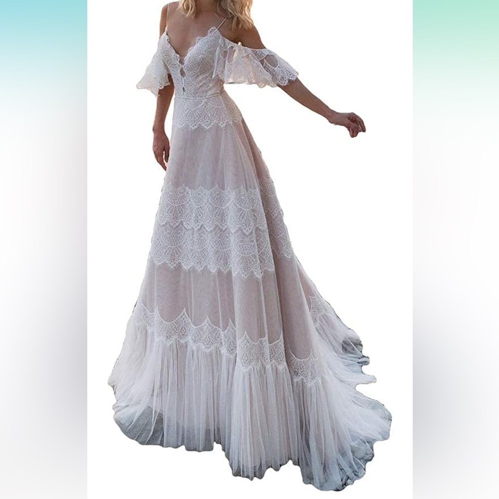 Elegant Nude Pink Lace Women’s Dress